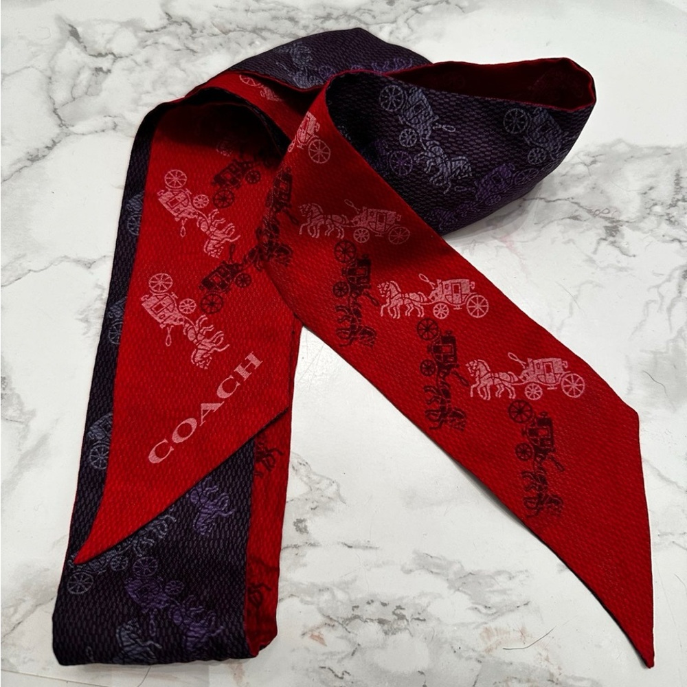 Coach Red and Purple Carriage Scarf